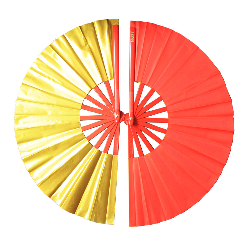 金色太极扇子双面武术扇对扇双扇